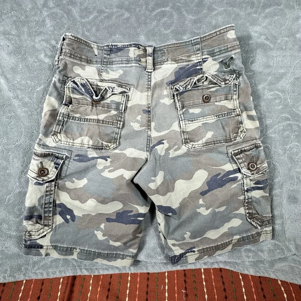 American Eagle Cargo Shorts Mens 31 Green Camo Camouflage Military Classic Y2K